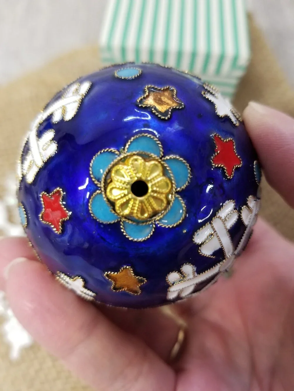 Cobalt Blue Cloisonne Snowflake Ornament Bulb